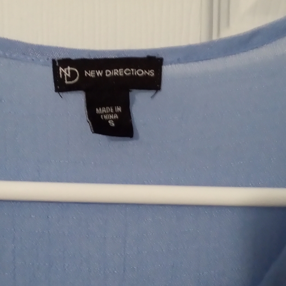 New Directions Blue 3/4 Sleeve Tiered Tunic - Picture 2 of 3